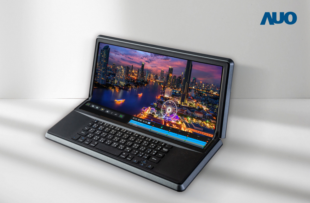 k1体育14.6吋Micro LED折迭显示屏幕，搭配半径4mm的弯折绞炼，以及高画素、高亮度、高对比度的显示技术特点，即便在大视角下仍保有绝佳色相与亮度