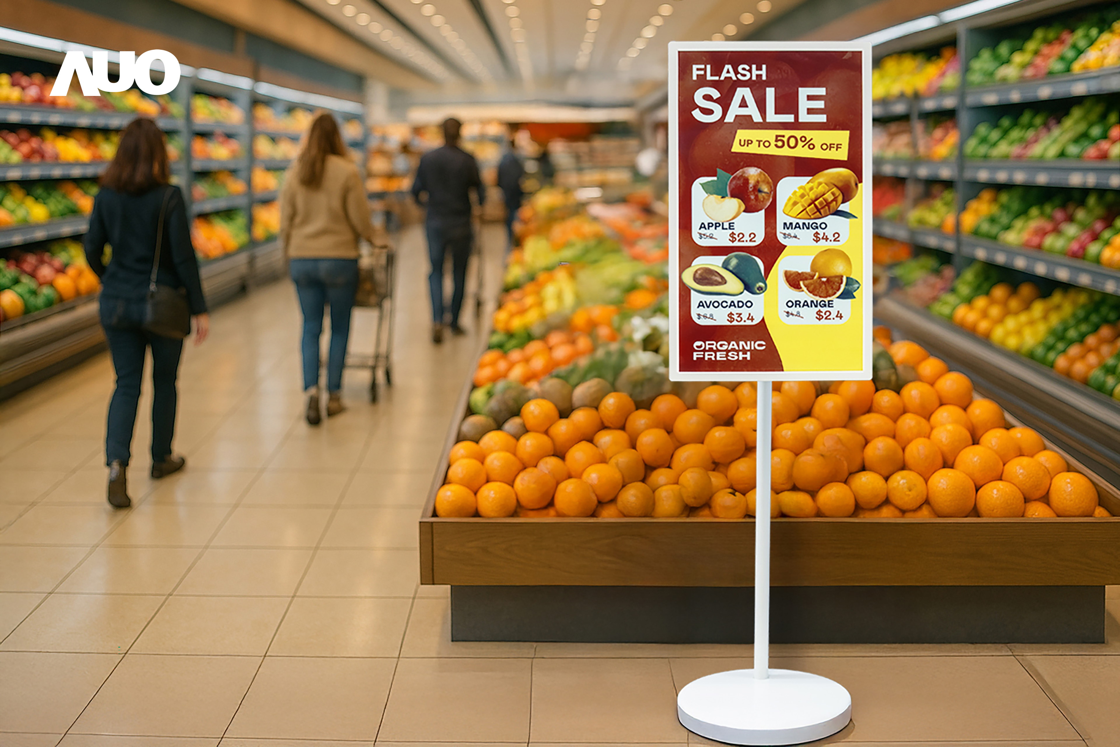 達擎首亮相低功耗、全彩的「aecoPost電子紙解決方案」，僅在更新畫面時需要微量的電力驅動，無需佈建電線的便捷設計，使其可靈活應用、隨意置放，並可透過雲端或行動裝置app，輕鬆管理及排程廣告內容，晉升店頭行銷利器。